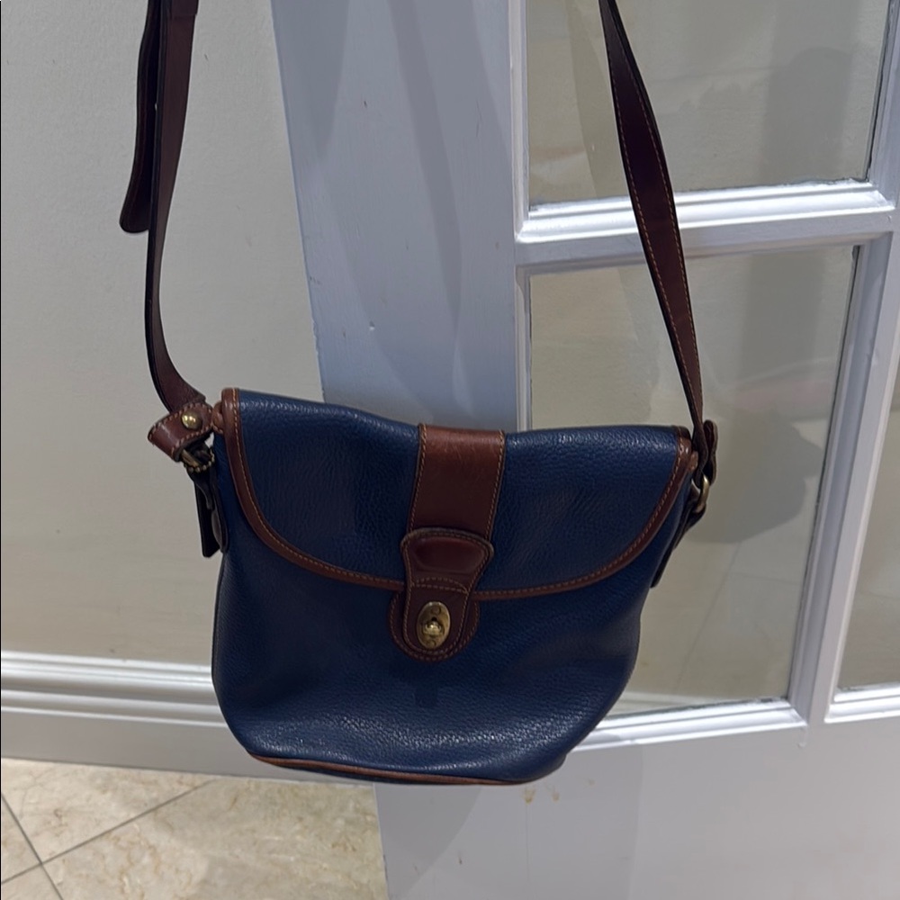 Classic Navy and Brown Leather Crossbody Bag